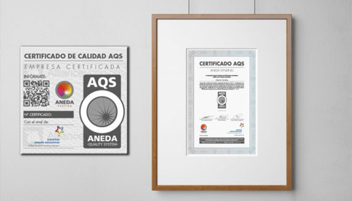 certificado de calidad AQS de ANEDA
